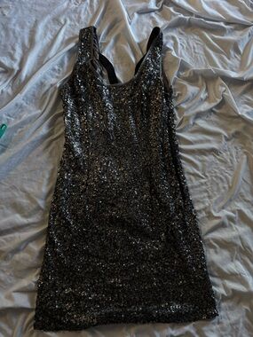 Women's Greyish Black Sequin Sleeveless Party Dress Size Small